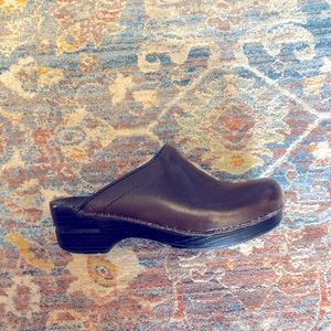 Dansko brown leather slip on clog